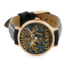 US Navy Black Stitched Leather Watch – MAITM12727