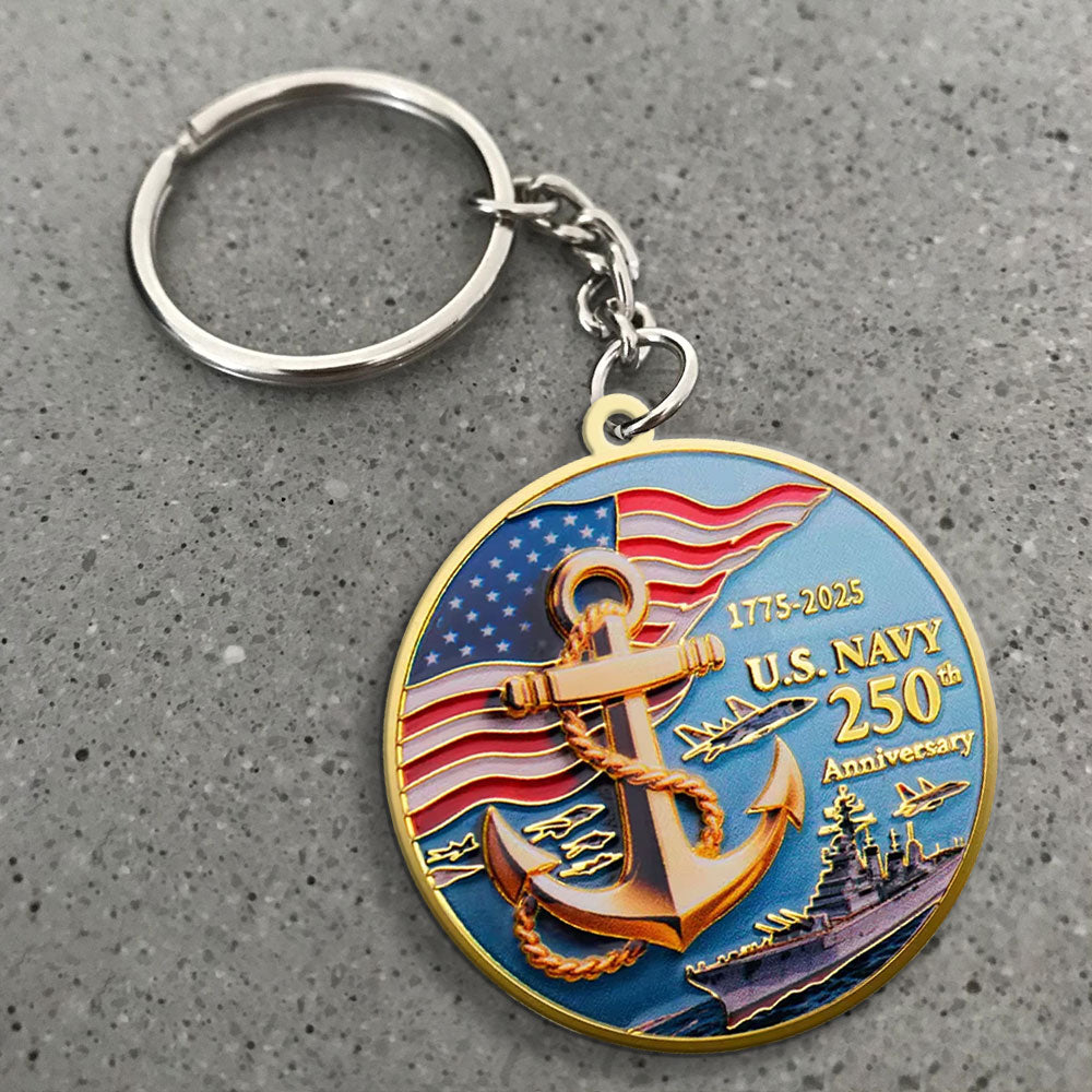 US Navy 250th Anniversary Custom Shape 2-Side Printed Keychain – MAITM12642