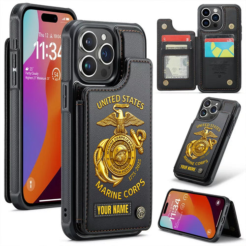 Personalized US Marine Corps Leather Wallet Phone Case – TMTHU323