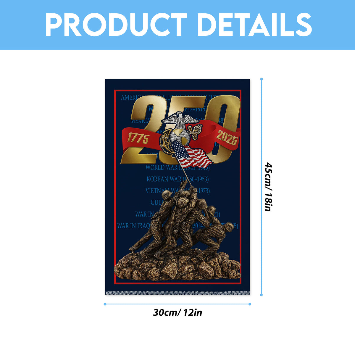 US Marine Corps 250th Anniversary 2025 Double-side Garden Flag – TMTHU728