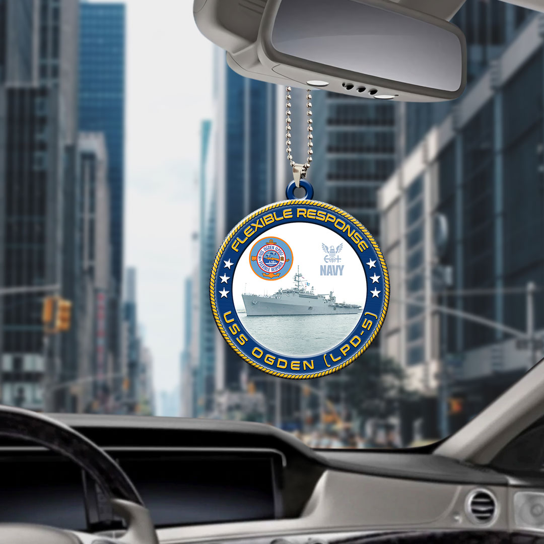 USS Ogden (LPD-5) Custom Shape 2-sided Acrylic Car Ornament – HOATT13227