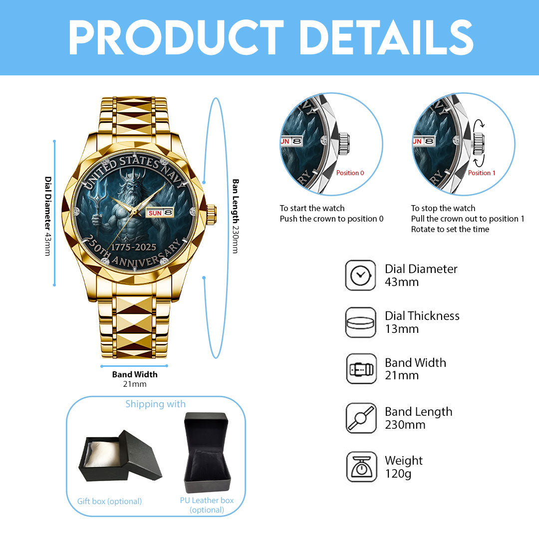 US Navy 250th Anniversary 2025 Alloy Luxury Quartz Watch – TMTHU732