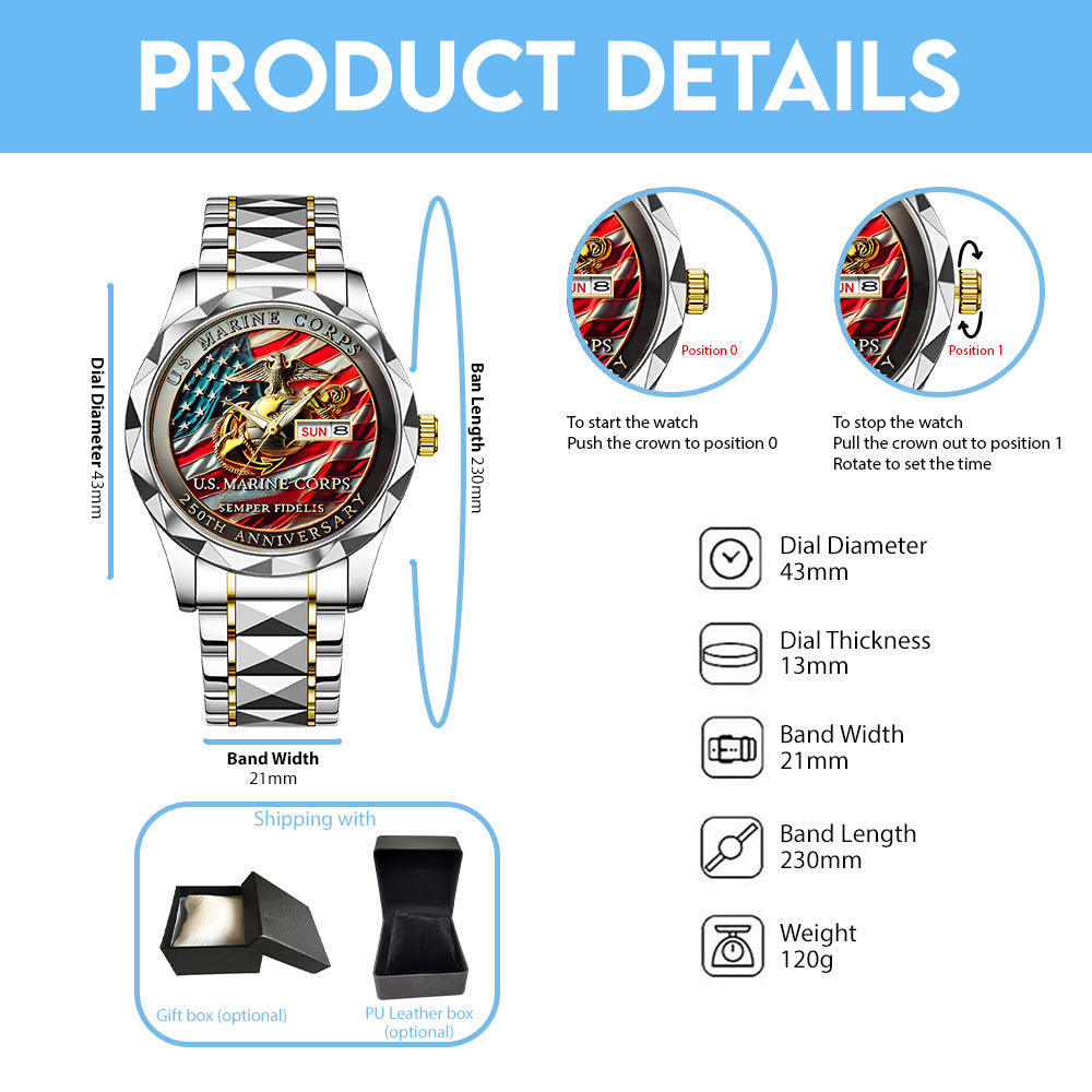 US Marine Corps Alloy Luxury Quartz Watch – TANTN 14631