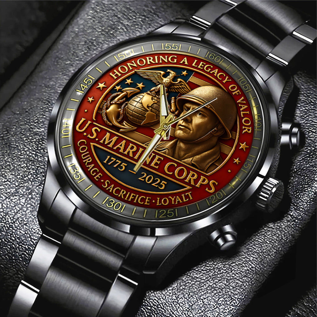 US Marine Corps Black Stainless Steel Watch – TANTN15977