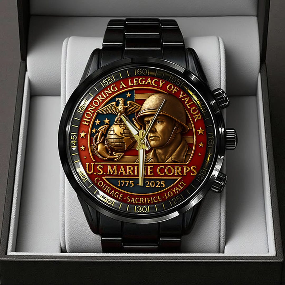 US Marine Corps Black Stainless Steel Watch – TANTN15977