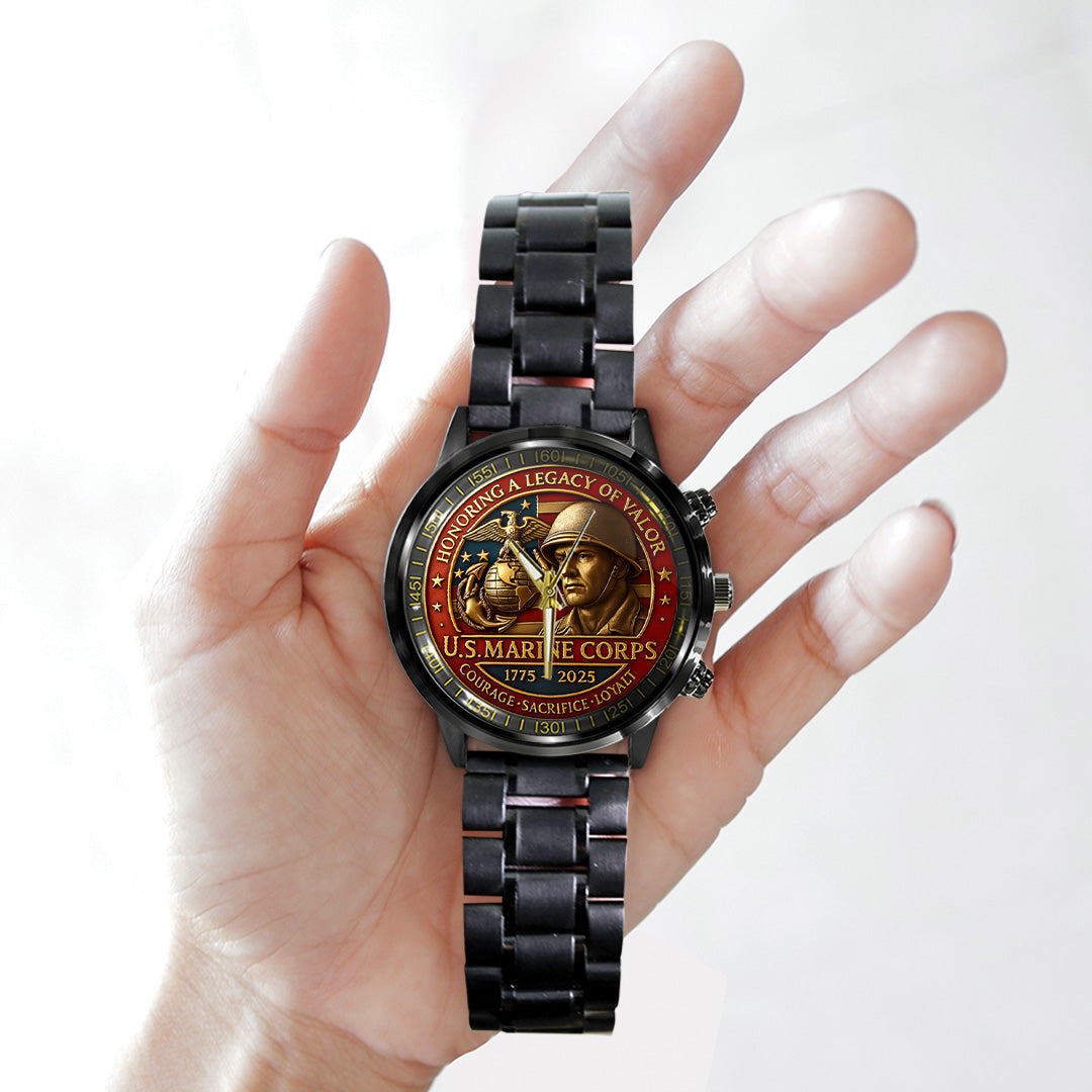 US Marine Corps Black Stainless Steel Watch – TANTN15977
