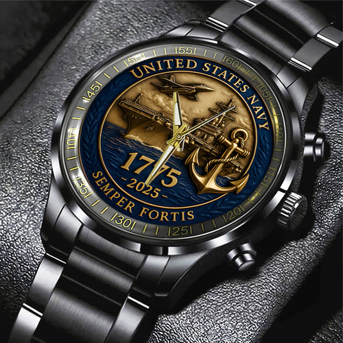 US Navy Black Stainless Steel Watch – TANTN15892