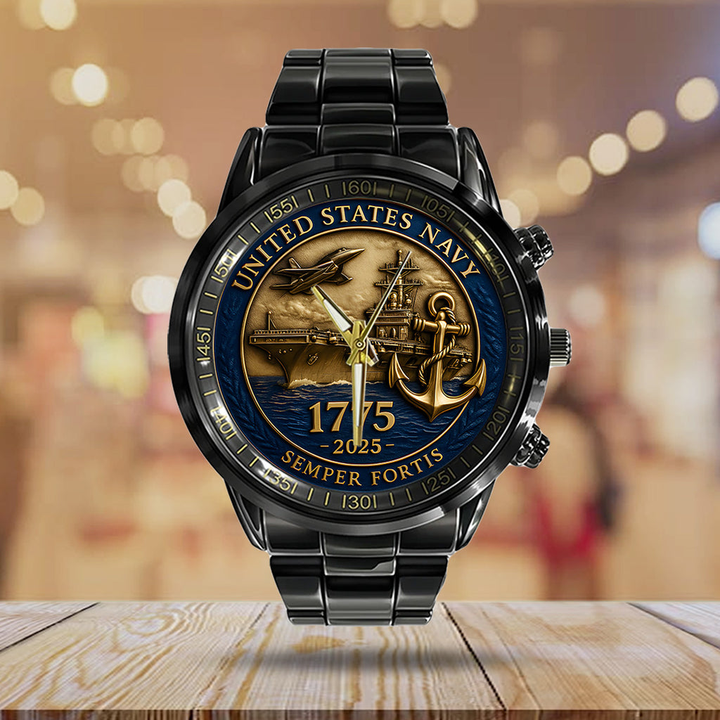 US Navy Black Stainless Steel Watch – TANTN15892