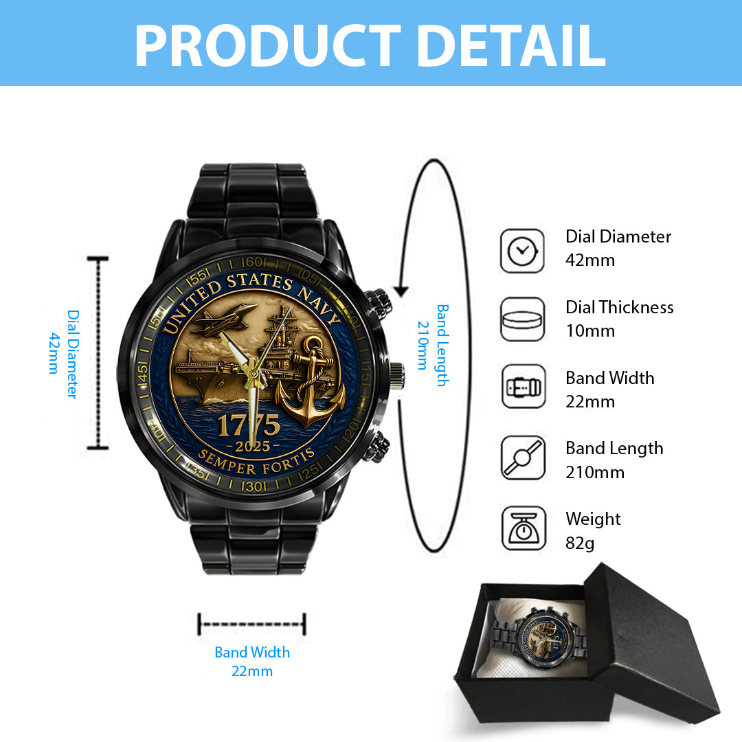 US Navy Black Stainless Steel Watch – TANTN15892