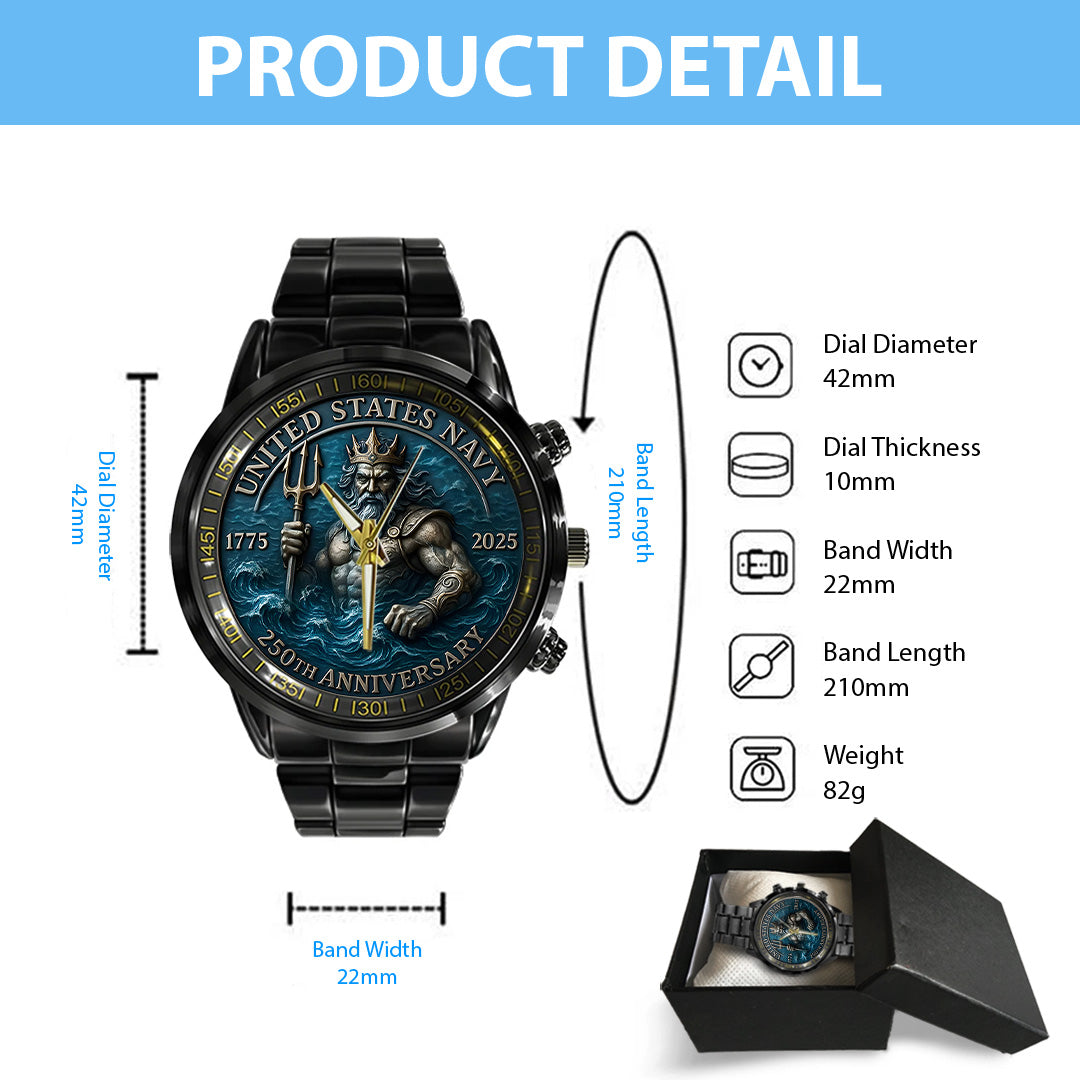 US Navy Black Stainless Steel Watch – TANTN15895