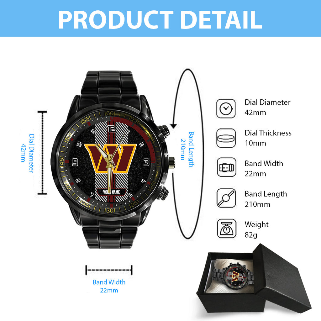Personalized Washington Commanders Black Stainless Steel Watch – TANTN16032