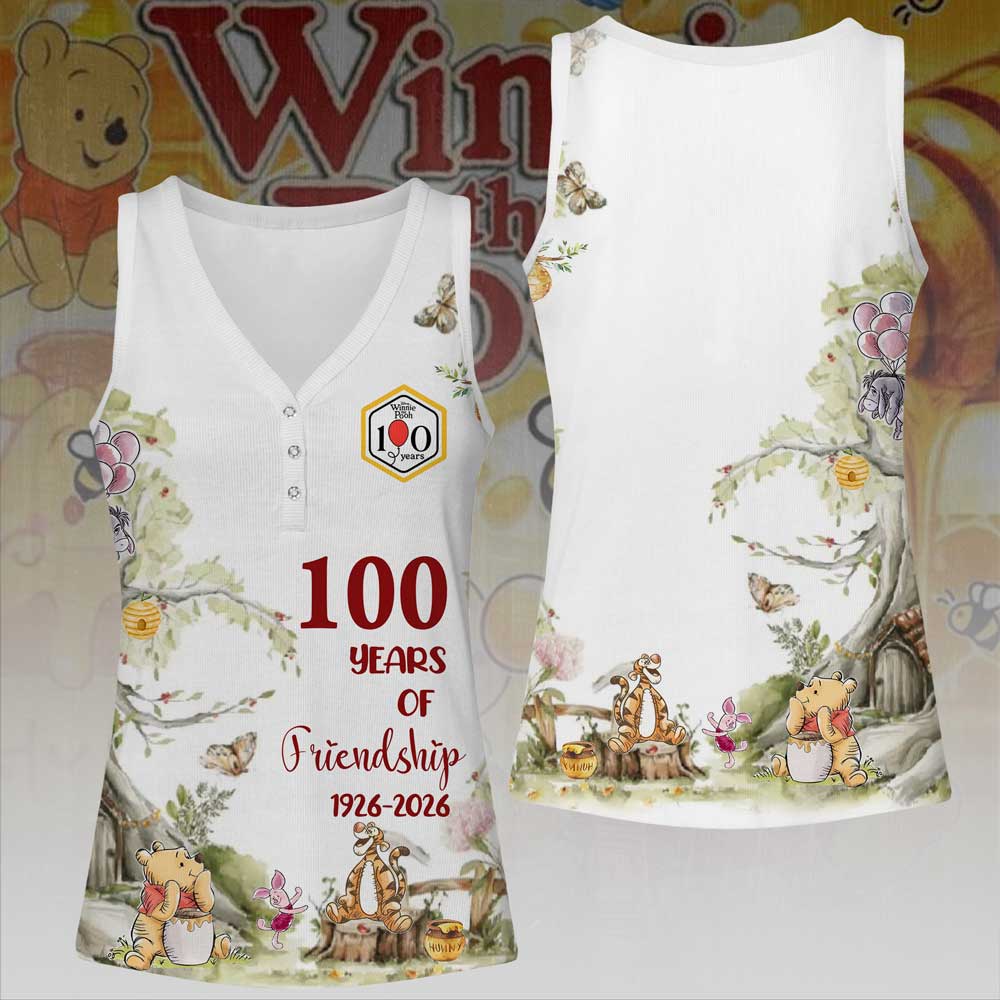 Winnie-the-Pooh 100th Anniversary Women V-Neck Ribbed Tank Top – MAITM14568