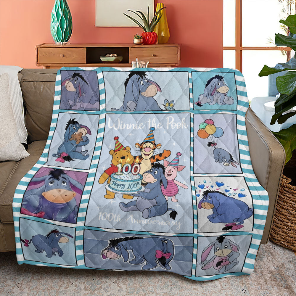 Winnie-the-Pooh x Eeyore 100th Anniversary Quilt Blanket – TMTHU4352