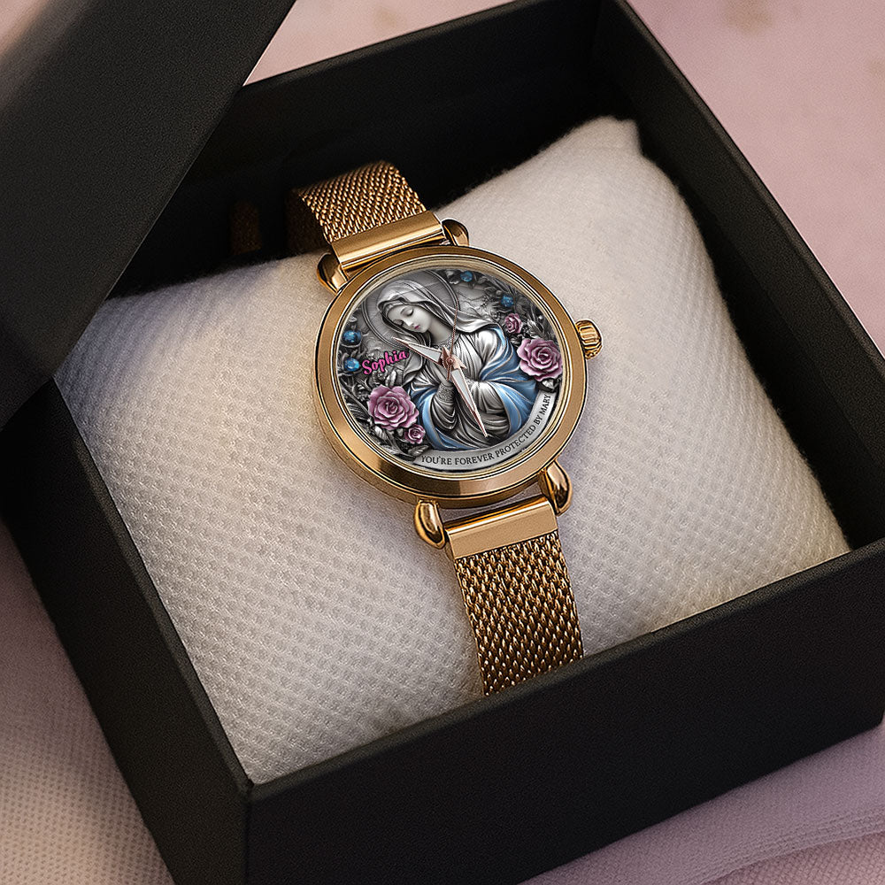Personalized You're Forever Protected By Mary Mesh Strap Quartz Watch – TANTN15404