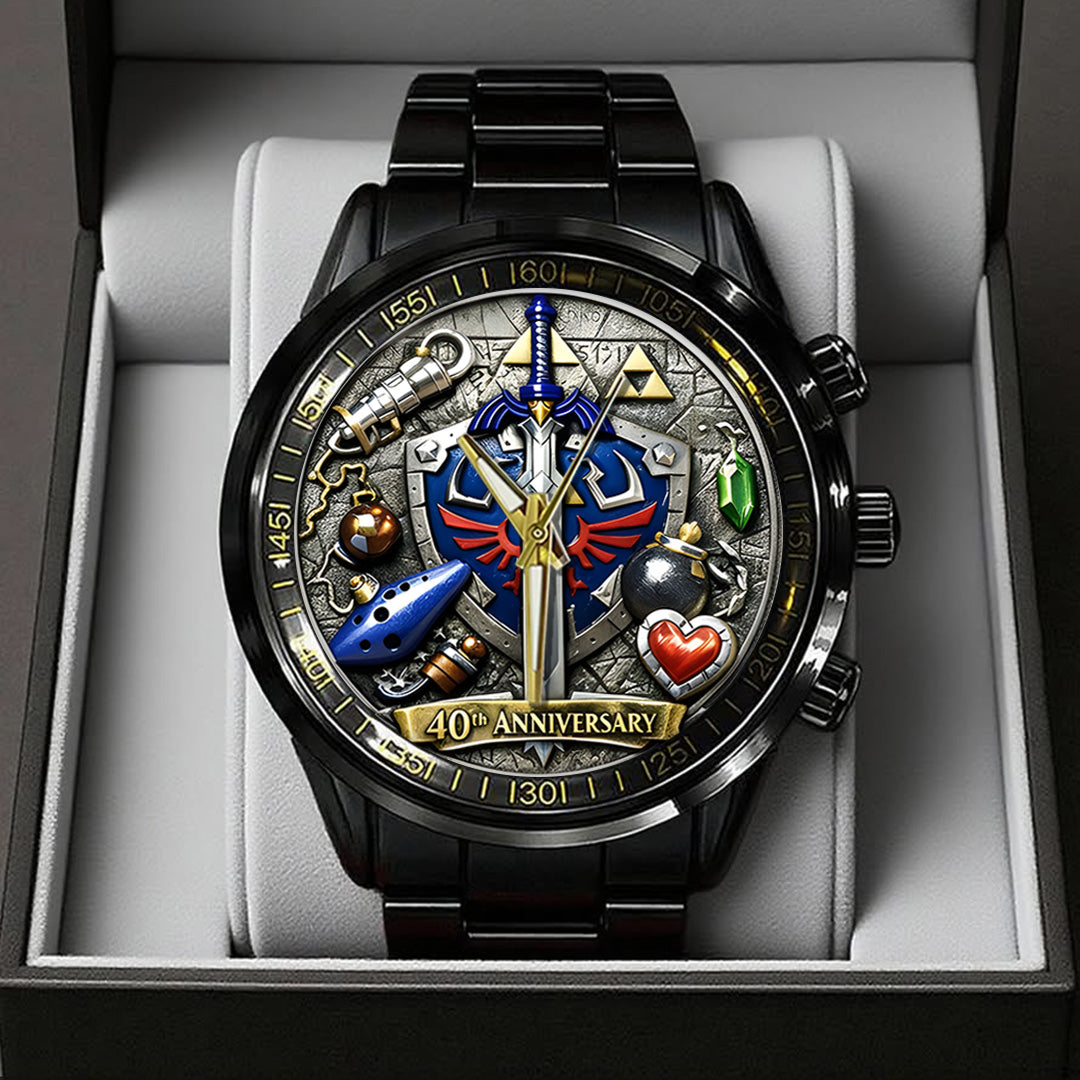 The Legend of Zelda 40th Anniversary Black Stainless Steel Watch – TANTN19995