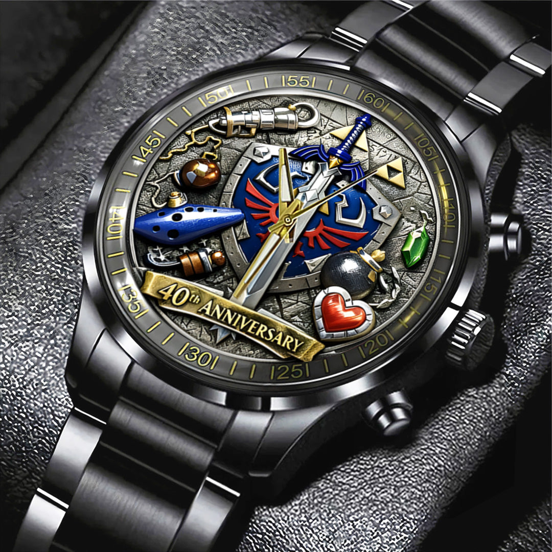 The Legend of Zelda 40th Anniversary Black Stainless Steel Watch – TANTN19995