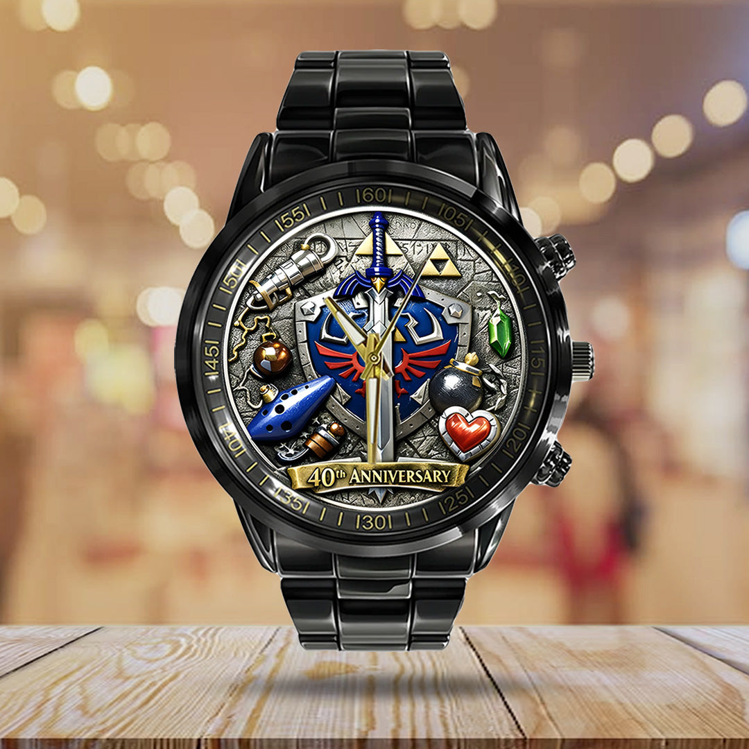 The Legend of Zelda 40th Anniversary Black Stainless Steel Watch – TANTN19995