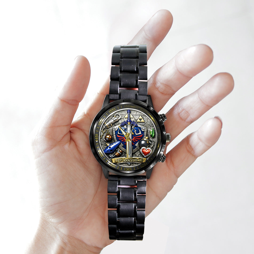 The Legend of Zelda 40th Anniversary Black Stainless Steel Watch – TANTN19995