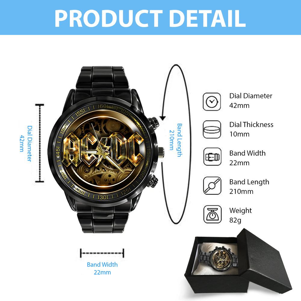 AC/DC Black Stainless Steel Watch – GNE 1084