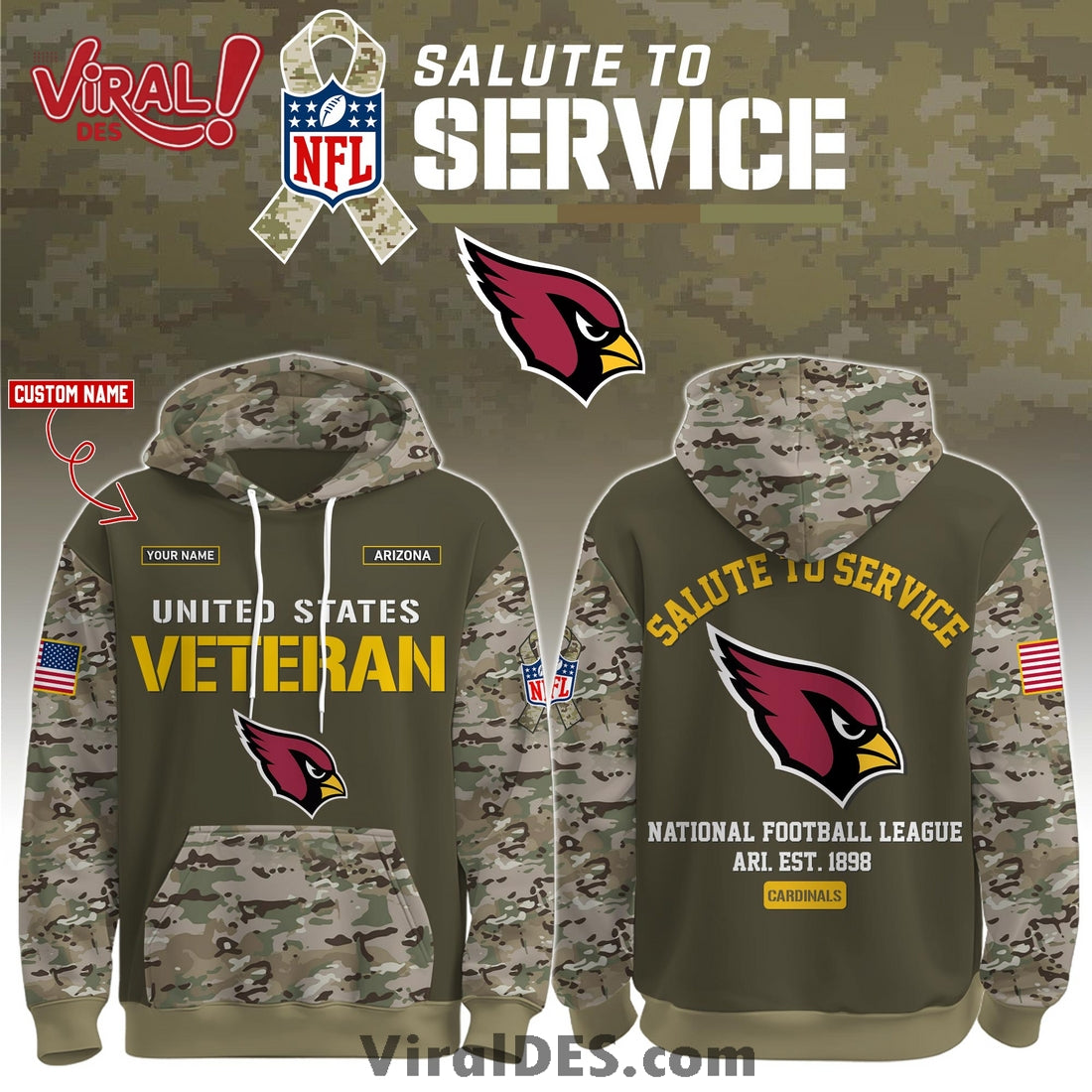 Arizona Cardinals 2025 Salute to Service Hoodie, Long Pants