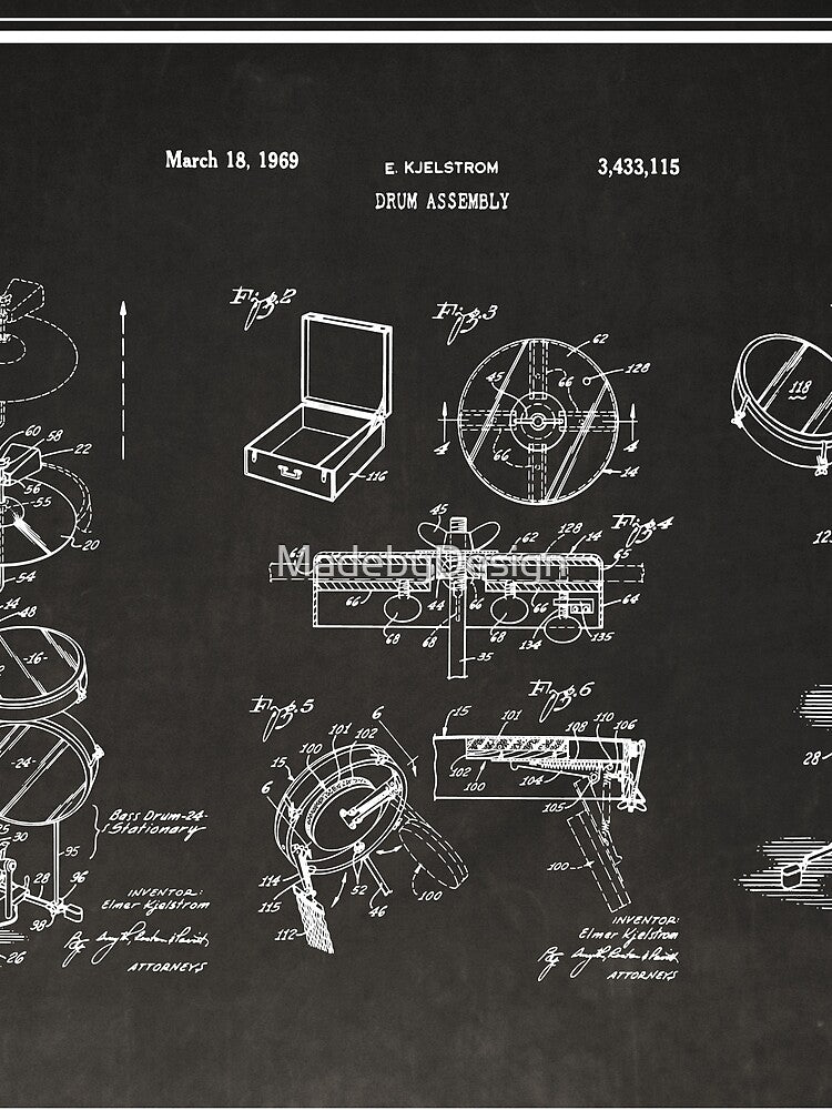 Drum Set Assembly Kit Blueprint 1969 Shirt