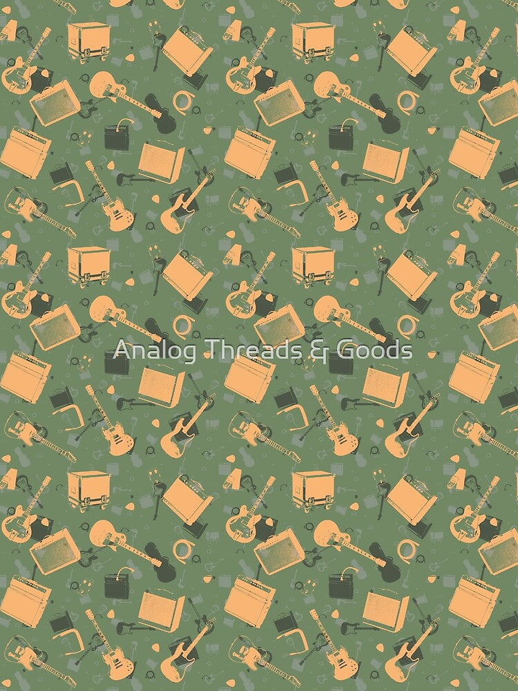 Gig Day Pass Those Peas Retro Funk Guitar And Amplifier Pattern Shirt