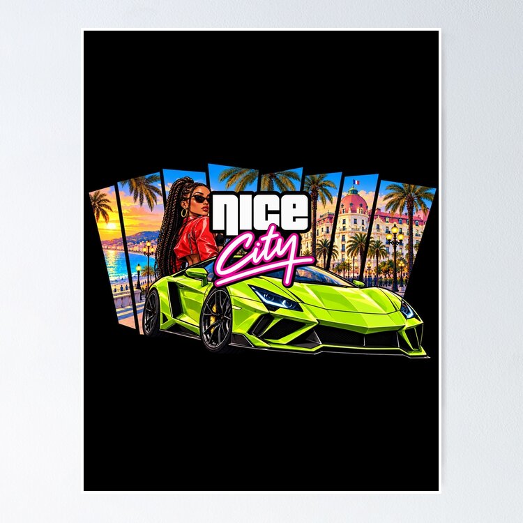 GTA 6 Nice City Promenade Des Anglais X Lamborghini Poster