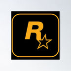 Rockstar Games GTA 6 Logo Gold Transparent Background No Fill Poster