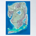 Grand Therft Auto 6 GTA VI Vice City Map Poster