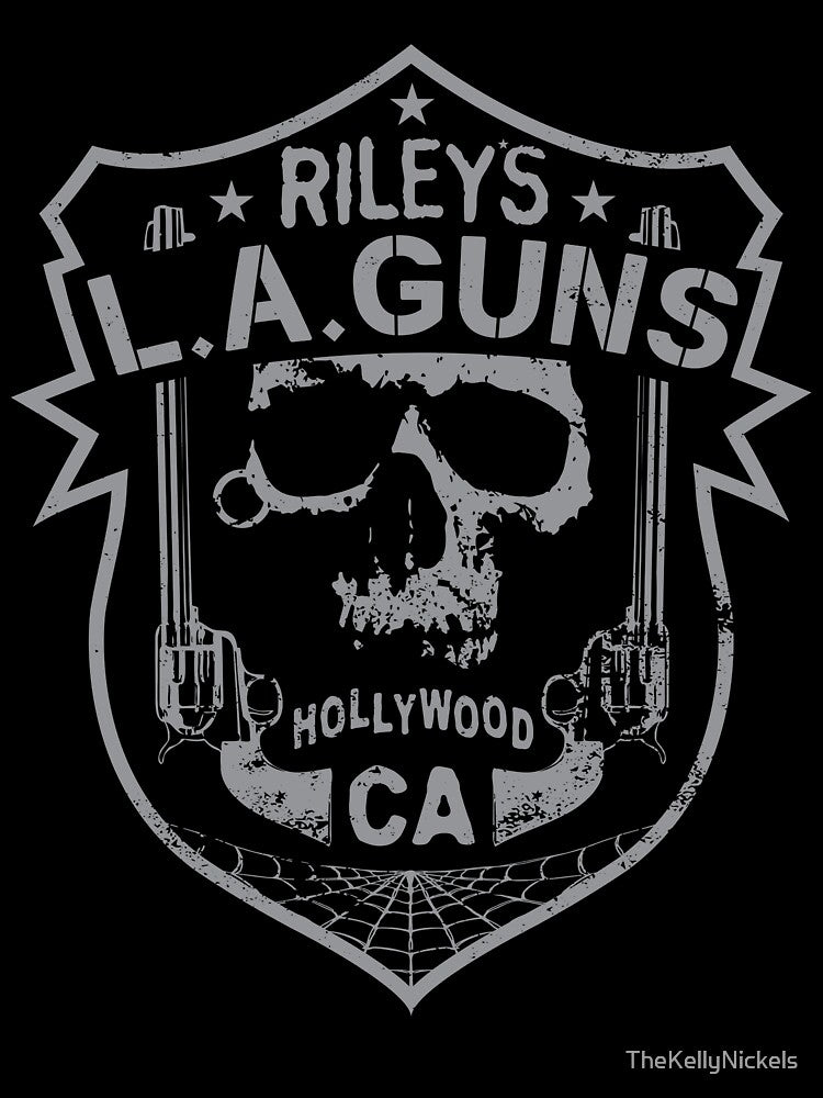 Riley's L A GUNS Official Logo Grey Skull Shirt