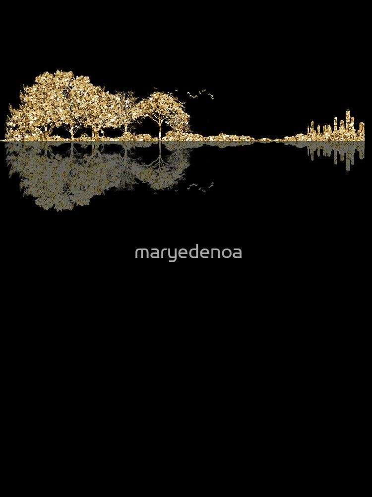 Gold Glitter Nature Guitar Shirt