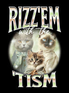 Rizz Em With The Tism Cat Autistic 90s Bootleg Rap Shirt