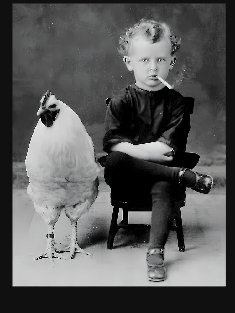 Boy With Chicken Rooster Smoking Cigarette Shirt