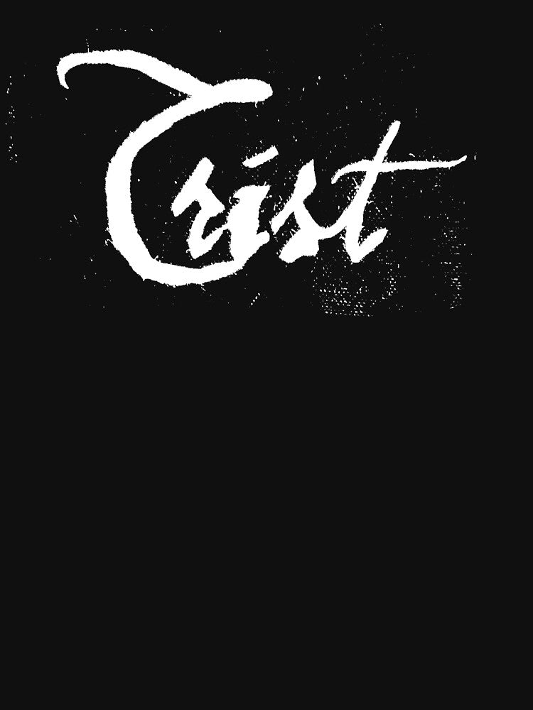 TRIST Distressed Black Metal Logo Text Shirt