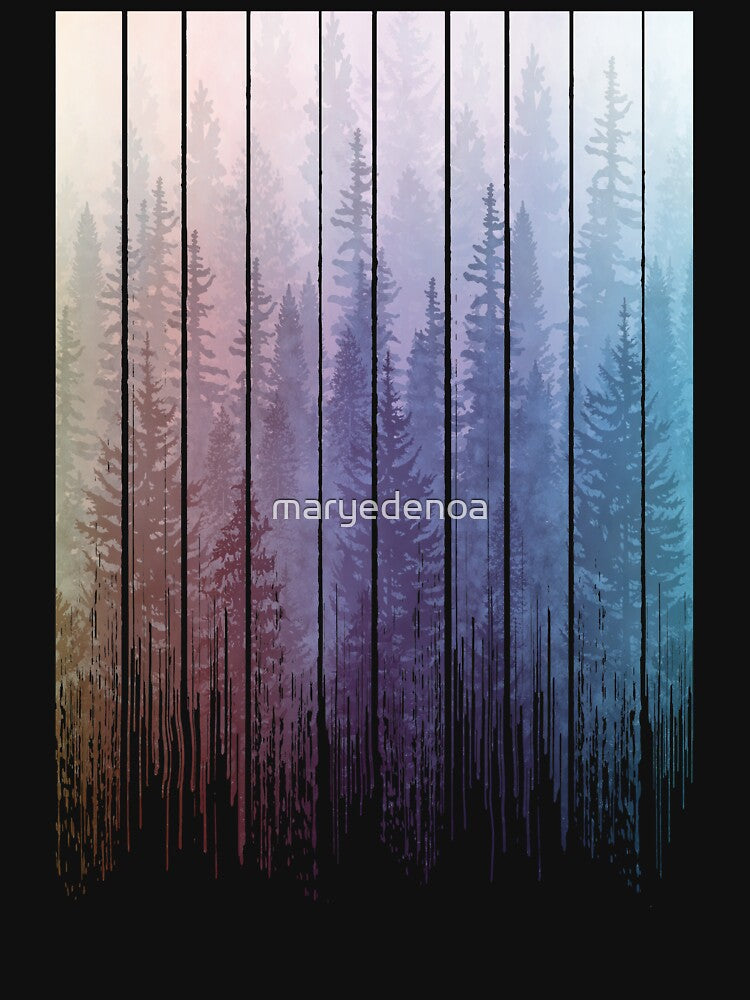Grunge Dripping Rainbow Misty Forest Shirt