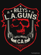 Riley's L A GUNS Official Logo Red Skull & Badge Shirt