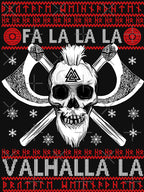 FA LA LA LA VALHALLA LA Bearded Skull Valknut Viking Ugly Christmas Shirt