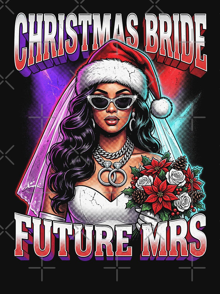 Bride Santa Hat Christmas 90s Vintage Bootleg Rap Art Shirt