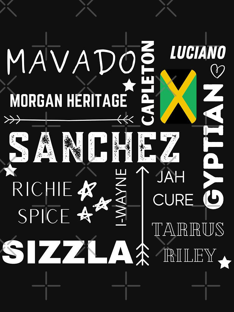 Reggae Artist White Text Design Shirt