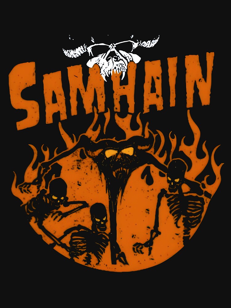 Samhains Band Horror Punk Flame Skeleton Art Shirt
