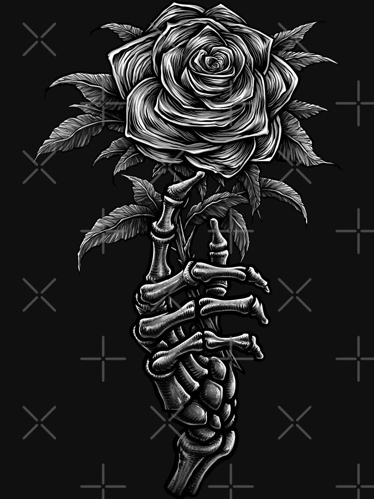 Vintage Skeleton Hand Holding Rose Shirt