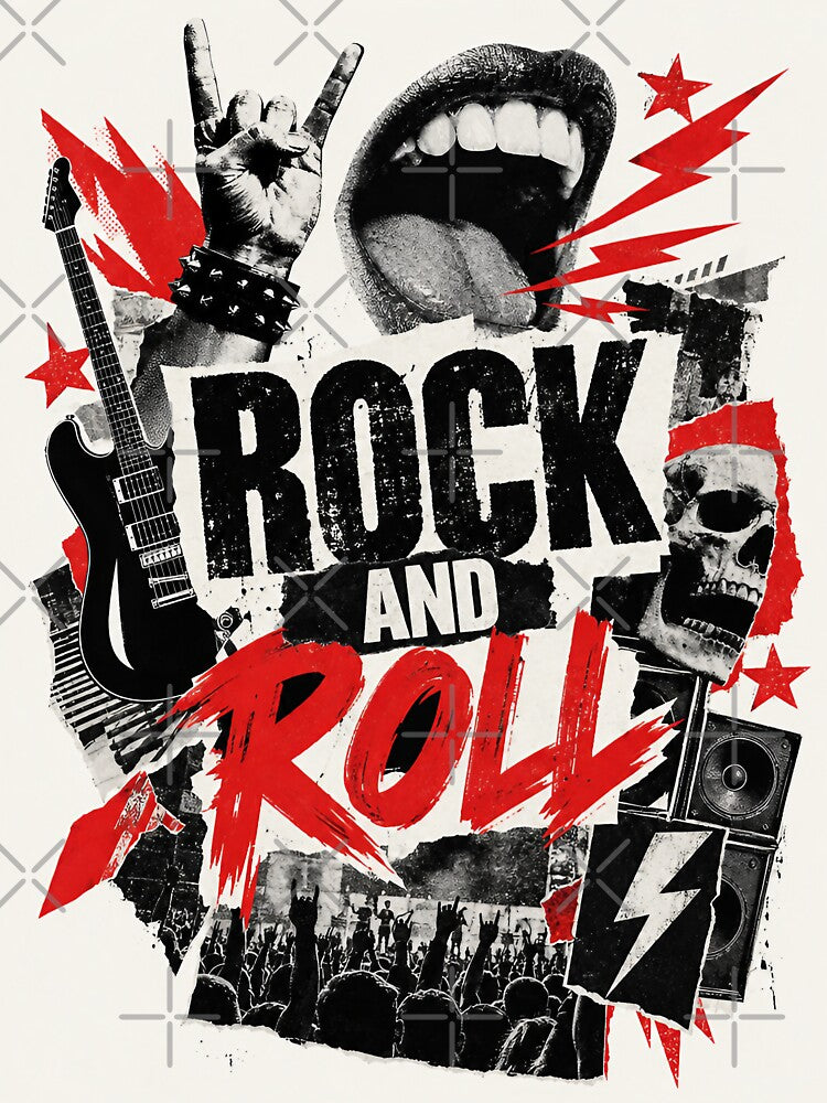 Rock & Roll Chaos Typography Bold Graphic Text Design Shirt