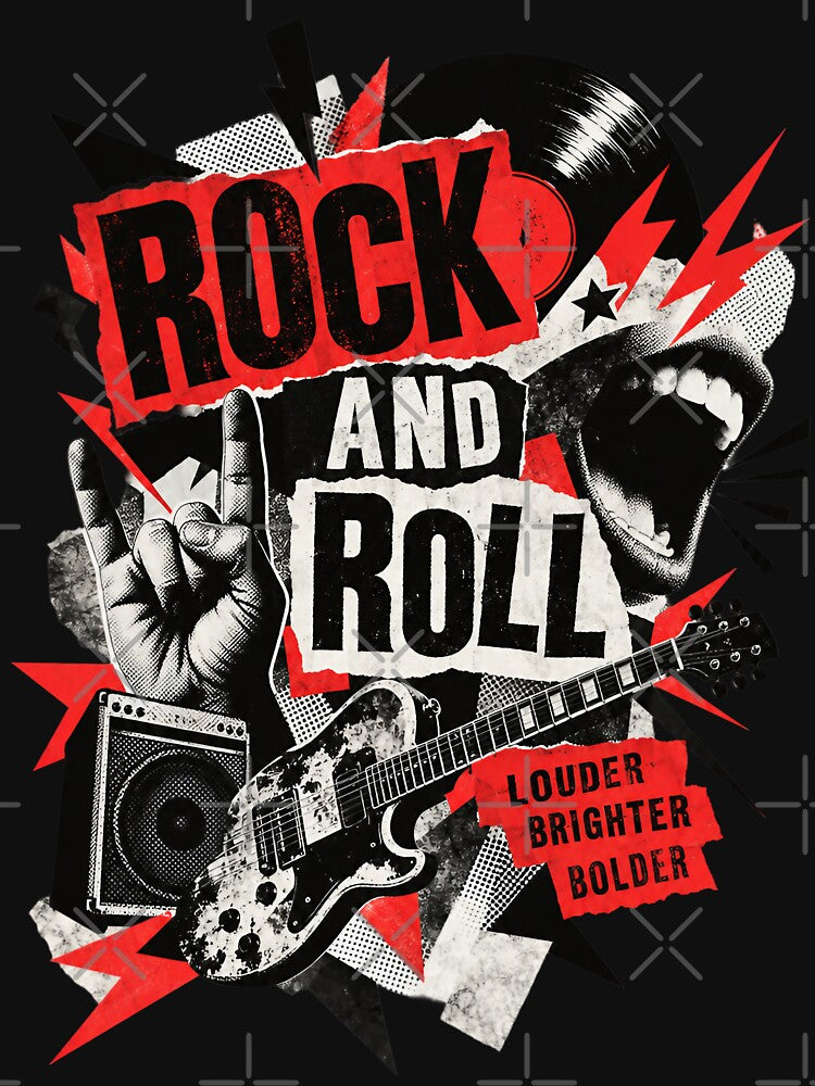 Rock & Roll Rebel Typography Chaotic Vintage Graphic Text Design Shirt