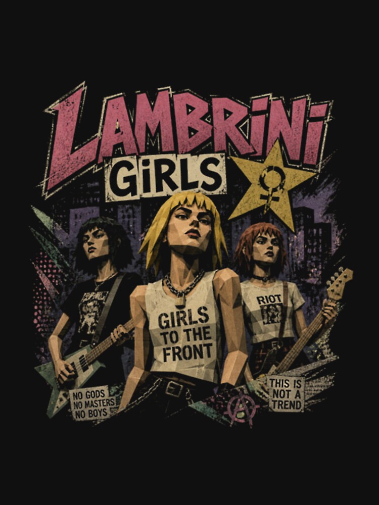 Lambrini Girls Vintage 3D Rock Band PS1 Style Shirt