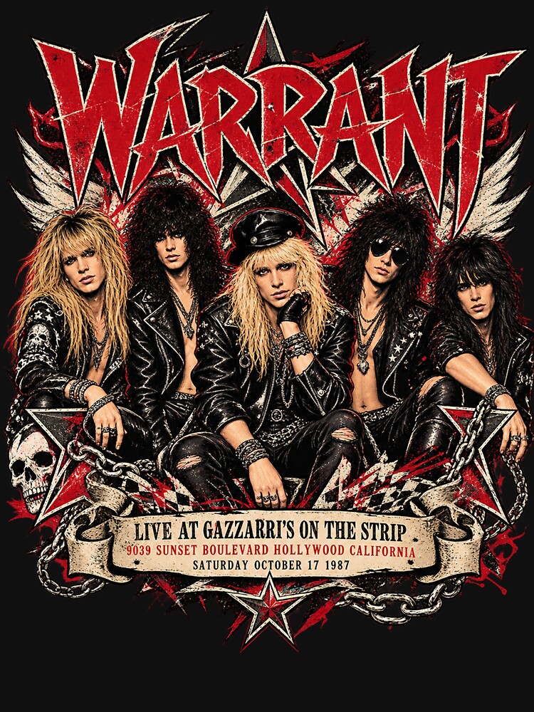 Warrant Band Live 1987 Vintage 80s Glam Hair Metal Rock Art Shirt