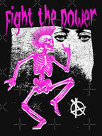 Fight The Power Punk Skeleton Mohawk Rebellion Design Shirt