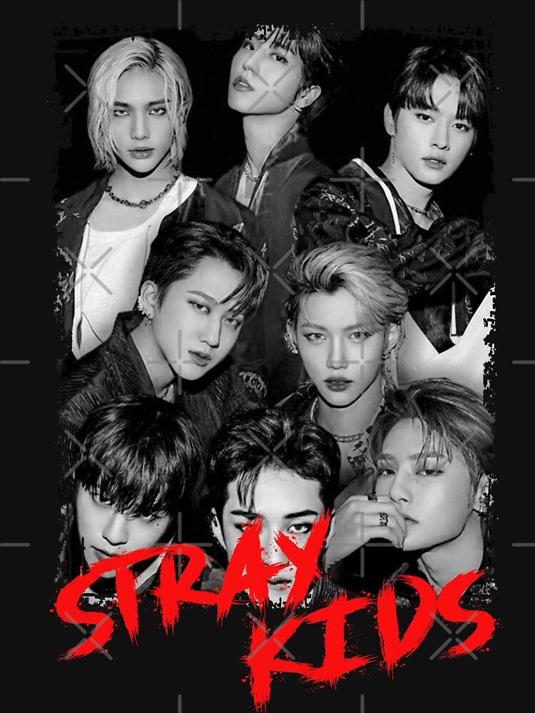 Stray Kids Kpop Group Members Black And White Korean Kpop RGB Color Shirt