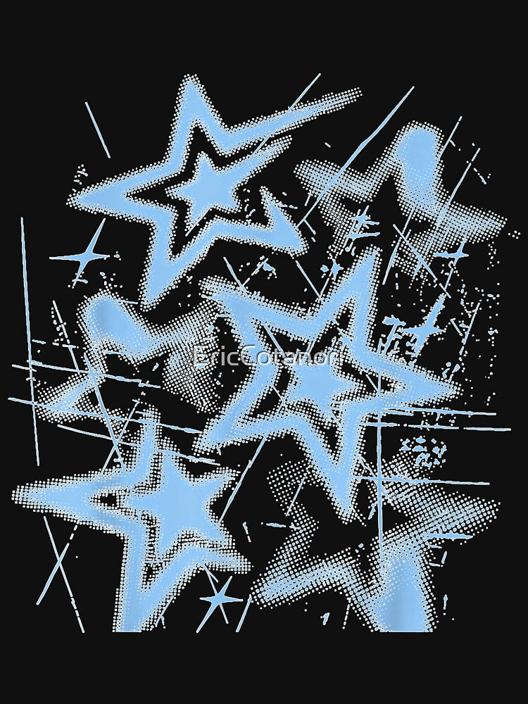 Y2K Grunge Stars 2000s Blue Cyber Vintage Graphic Shirt