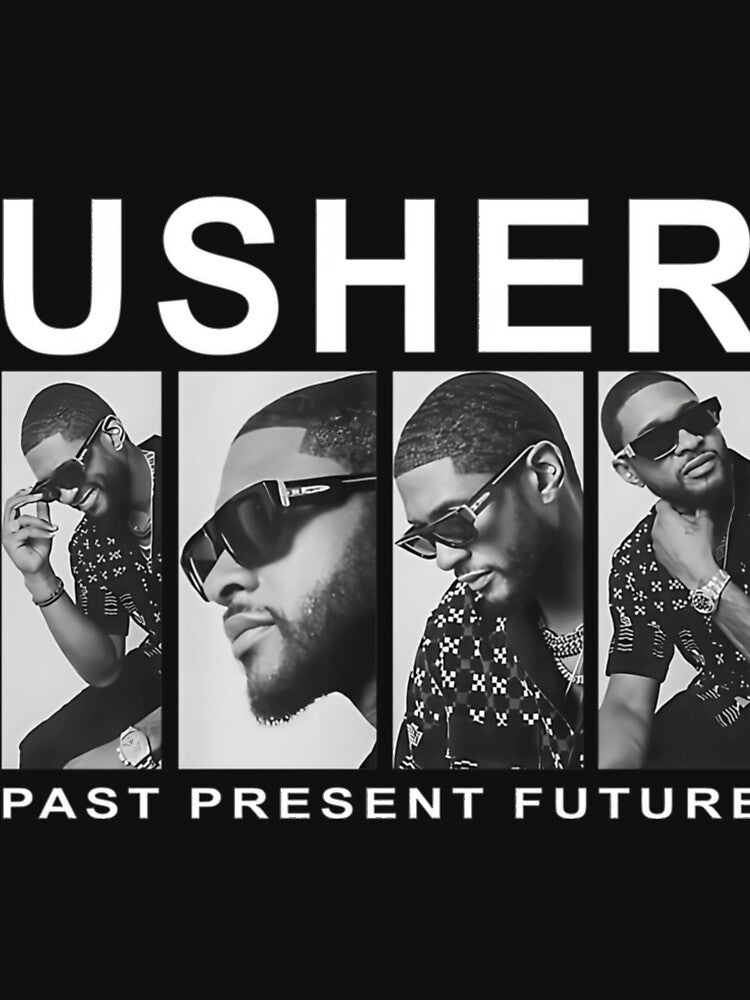 Usher Present Future Monochrome Collage Design Shirt