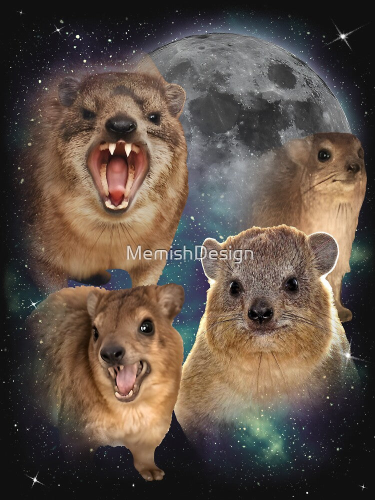 90s Retro Screaming Rock Hyraxes Moon Shirt